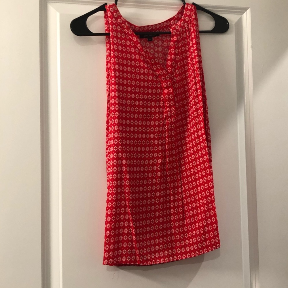 Red and White Sleeveless Blouse